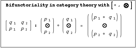     Bifunctoriality in category theory with [o , ⊗ ]   <br />    ...                        2               2                              2                          2